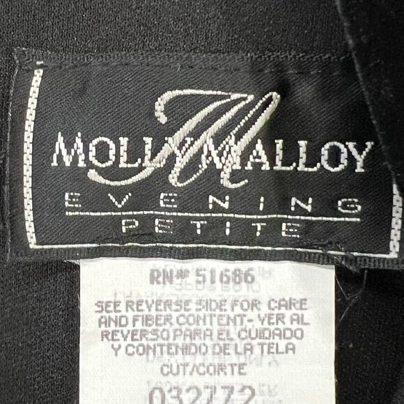 Molly Malloy Shift Dress 12 Petite Black Gray Velvet Classic Cocktail LBD Vtg - Picture 11 of 14